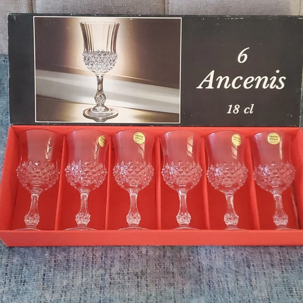 6 Cristal D'Arques Crystal Wine Glasses 18cl Size